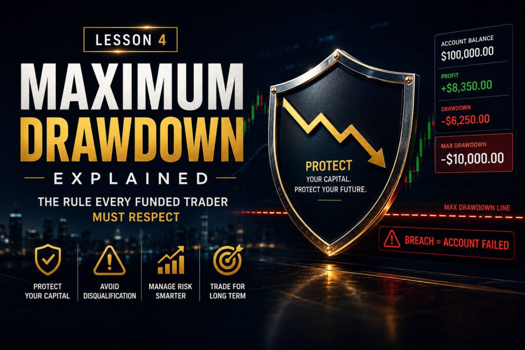 Maximum Drawdown Explained: The Rule Every Funded Trader Must Respect - free prop firm challenge trading lesson