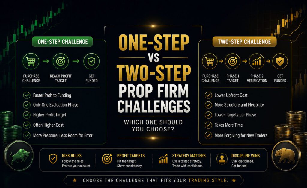 One-Step vs Two-Step Prop Firm Challenges: Which One Should You Choose? - free prop firm challenge trading lesson