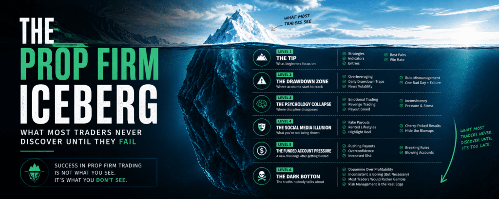 The Prop Firm Iceberg: What Most Traders Never Discover Until They Fail - Challenge Passing Services Academy article