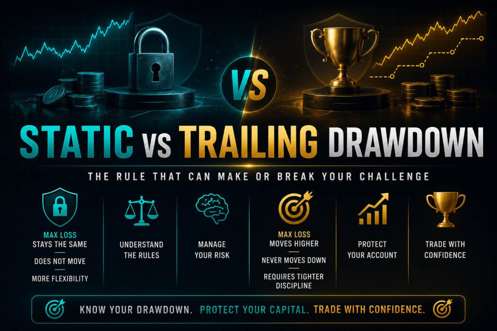 Static vs Trailing Drawdown: The Rule That Changes Everything - free prop firm challenge trading lesson