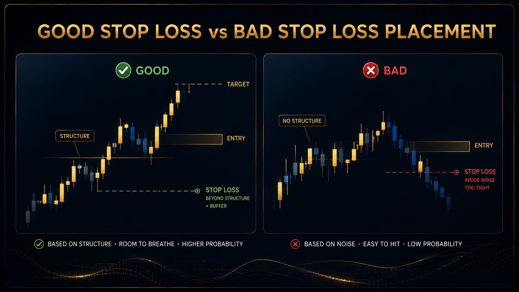 Good Stop Loss Placement vs Bad Stop Loss Placement
