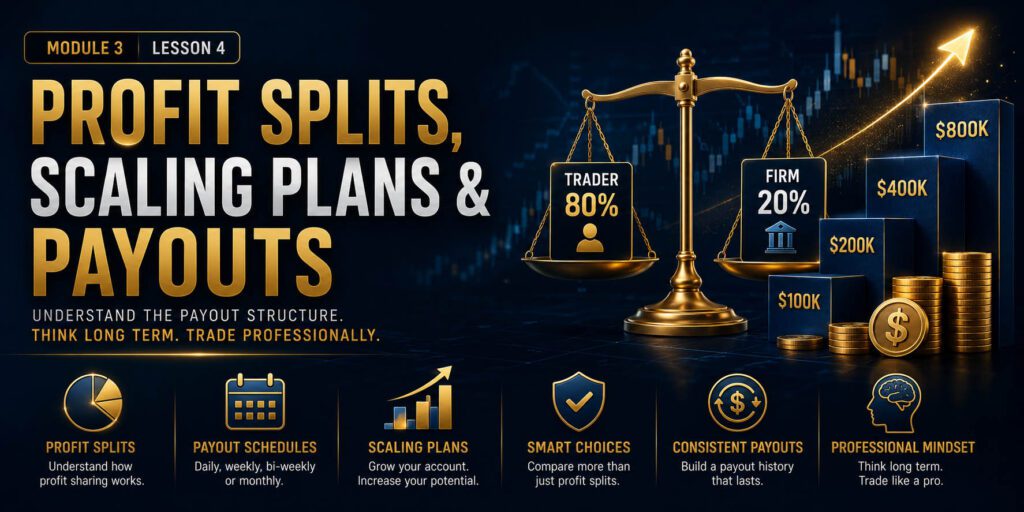 Profit Splits, Scaling Plans & Payouts - free prop firm challenge trading lesson