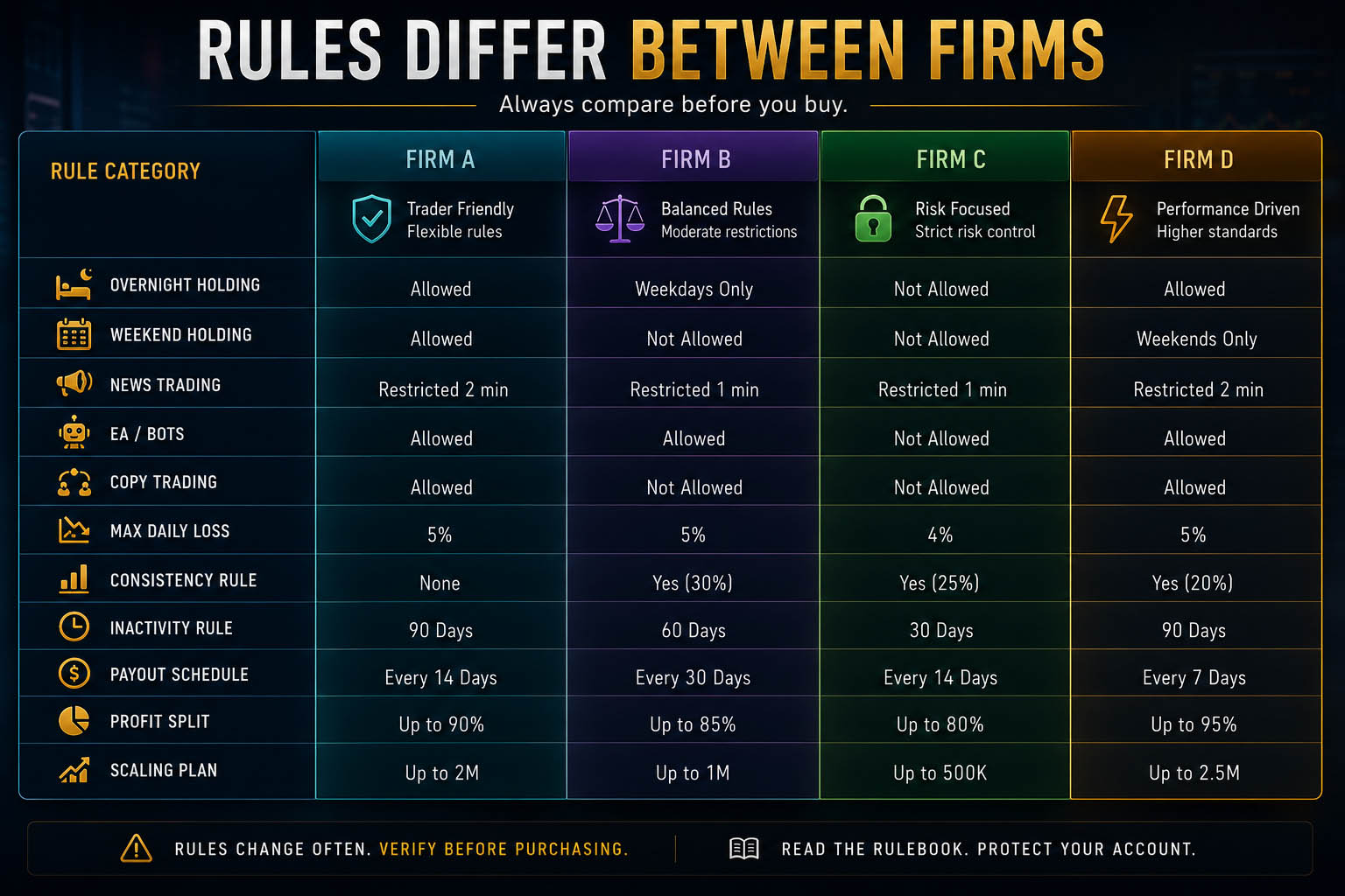 Rules That Can Vary By Firm